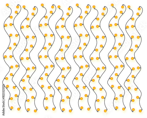 Decorative wavy yellow string lights pattern for celebration.