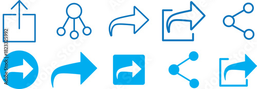 share icon set, like, unlike, comment, share, message, thumb and save simple black style, Arrow symbol. button connection sign illustration,

