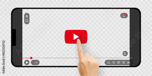 New style set video UI icons with play button, stream elements and social media reactions. Perfect for video content, streaming, player interfaces, apps, tutorials, UI kits and digital media design.
