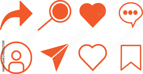 Set of share vector icon, share, message, thumb and save simple Link, share link, external link black vector icon symbol, Vector EPS 10 illustration,
