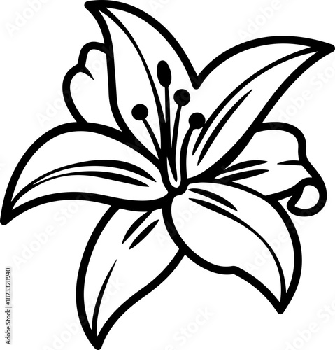 SVG vector illustration of artificial flowers.Black and White Illustration of Flower Pot Arrangement