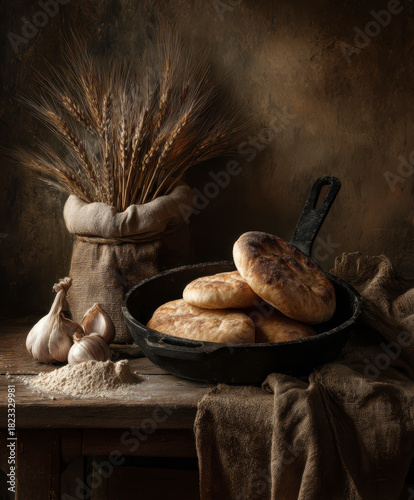 Fototapeta Naklejka Na Ścianę i Meble -  Bieszczadzkie Proziaki, soda bread, originating from Subcarpathia. AI generativ.