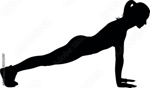 Silhouette of a woman maintaining plank for core strength fitness