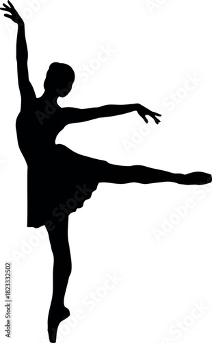 Graceful ballerina silhouette performing a classic ballet pose