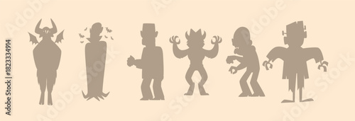 Halloween silhouette set Bats silhouettes and line art vector icon set collection. Set of Halloween zombie hands silhouette vector. Spooky Halloween Silhouette,  vector illustration.  