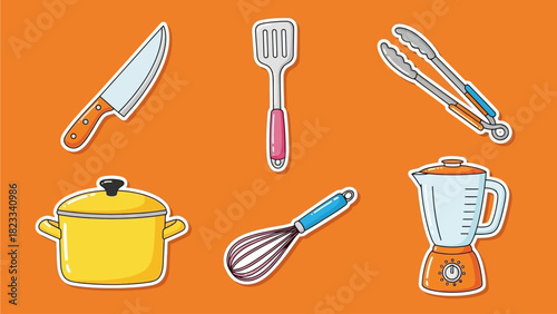 Cartoon Kitchen Utensils and Cookware