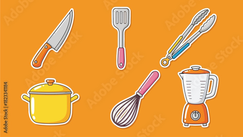 Cartoon Kitchen Utensils and Cookware