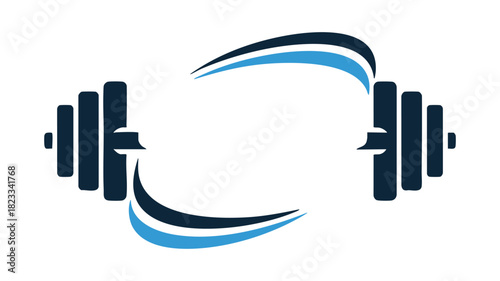 Modern fitness dumbbell emblem