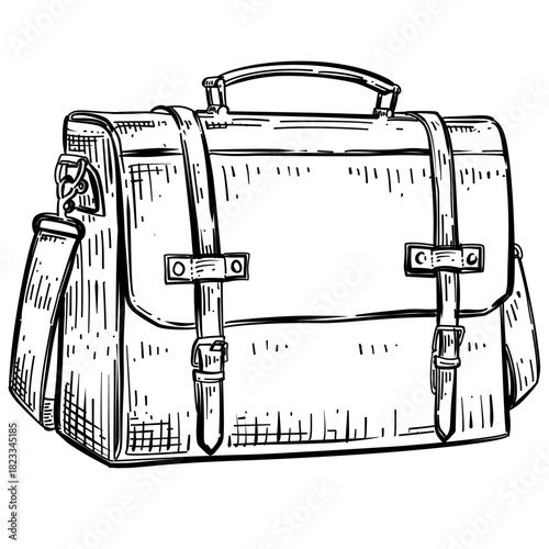 Briefcase bag vector line art hand drawn illustration