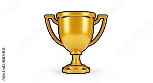 Golden trophy cup illustration isolated on white background for victory celebration