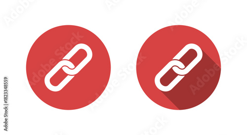 Chain link icon with long shadow. URL connection symbol. Hyperlink attachment sign