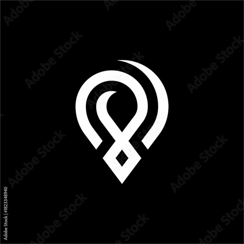 Sleek, elegant emblem featuring concentric curves over a diamond-tipped map pin. Perfect for real estate, investment, or GPS tech.