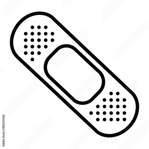A simple black outline drawing of a medical adhesive bandage, often used for minor cuts and scrapes
