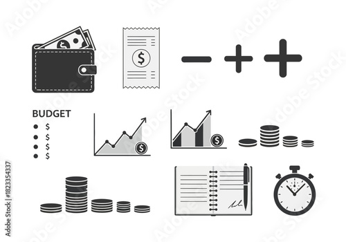 Budgeting Essentials Wallet, Charts, and Financial Tools Illustration