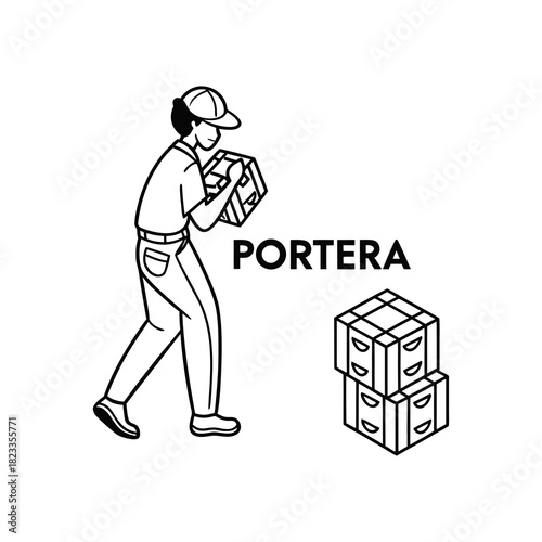 Courier delivering package, a person carrying box for delivery service logistics. porter.