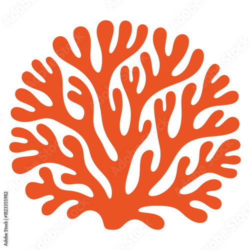 Vibrant orange coral reef silhouette illustration, representing marine life, ideal for oceanthemed projects