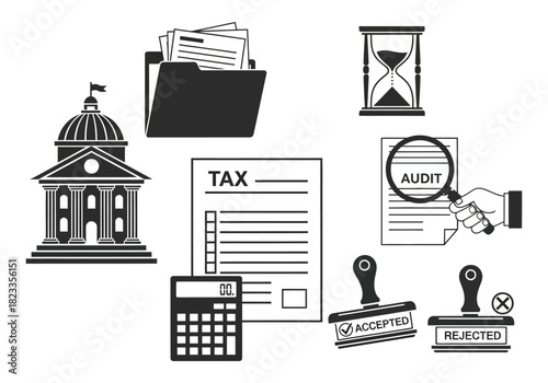 Tax Compliance and Audit Preparation Document Management Vector Illustration