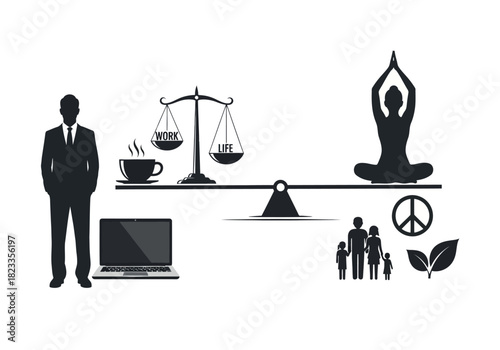 Balancing Life A Silhouette Illustration of Work-Life Equilibrium