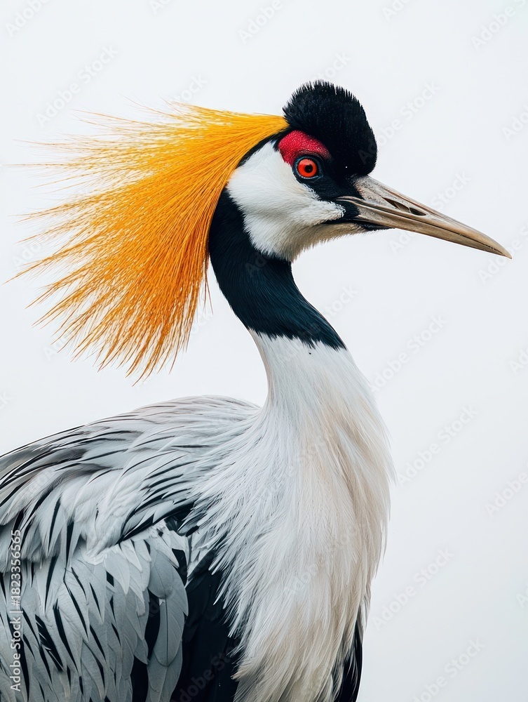 Obraz premium Regal crested crane bird with ornate golden feather crown