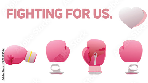 Pink boxing gloves and a heart symbolizing the fight against breast cancer and the importance of support and awareness