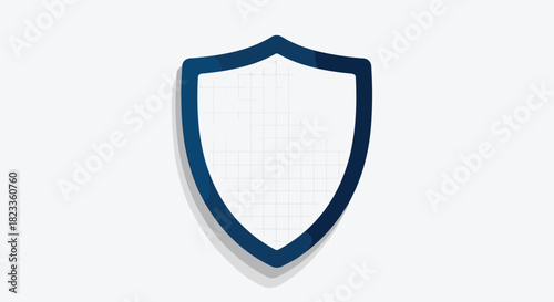 Simple blue shield icon with a subtle grid pattern and shadow, symbolizing protection, security, and safety on a white background.