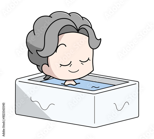 入浴する高齢女性のイラスト