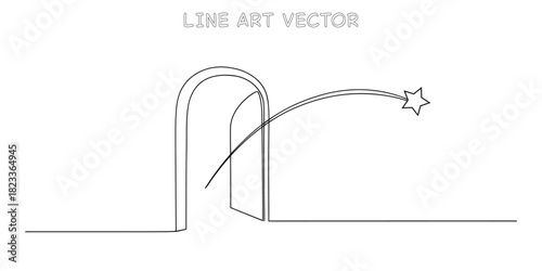 Arched doorway with a shooting star entering the opening
