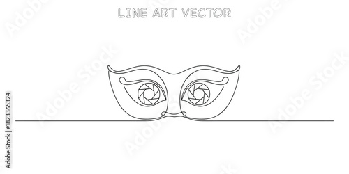 Carnival masquerade mask with camera shutter lens aperture eyes