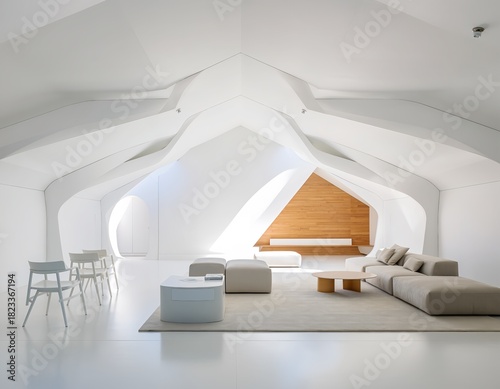 Ultra-Clean White Minimalist Living Room