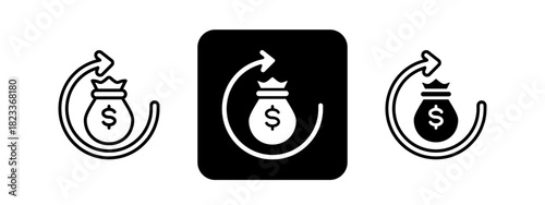 Recovery  Solid color and black line drawing vector illustration set