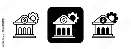 Monetary  Solid color and black line drawing vector illustration set