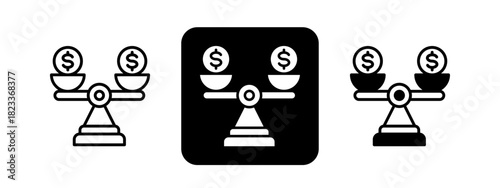 Stability  Solid color and black line drawing vector illustration set