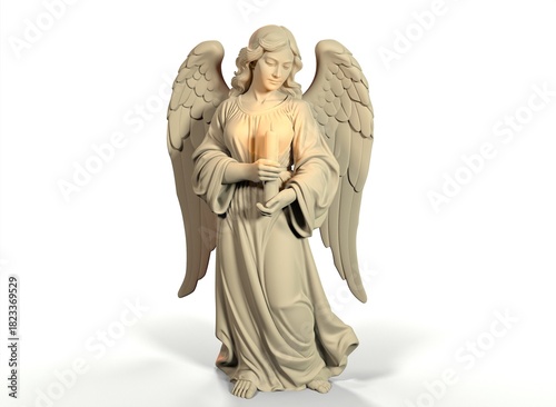 An angel with a candle for Christmas 3d-rendering
