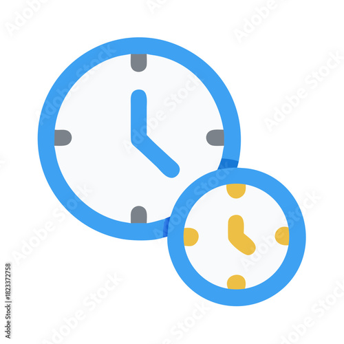 Two vector clocks symbolizing different time zones illustration