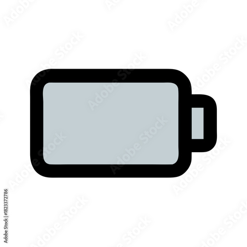 Flat digital illustration showing an almost depleted battery icon