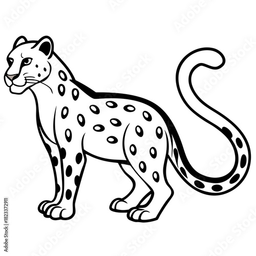 Cartoon outlined spotted jaguar