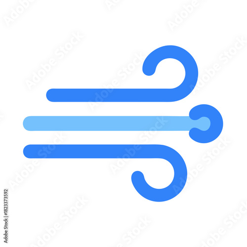 Stylized icon of three wind gusts on black background