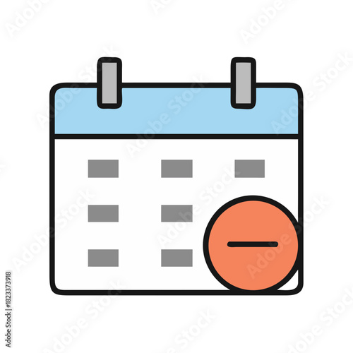 Calendar icon with minus symbol for event deletion