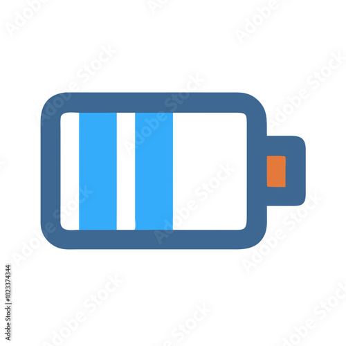 Low battery icon with blue and orange on black