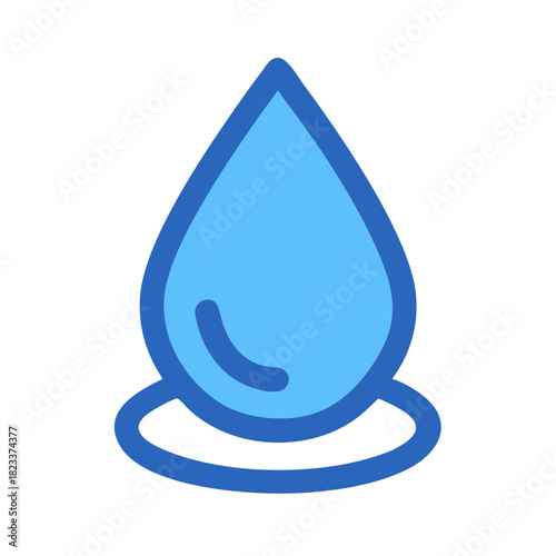 Blue Water Drop Icon Illustration on Black Background