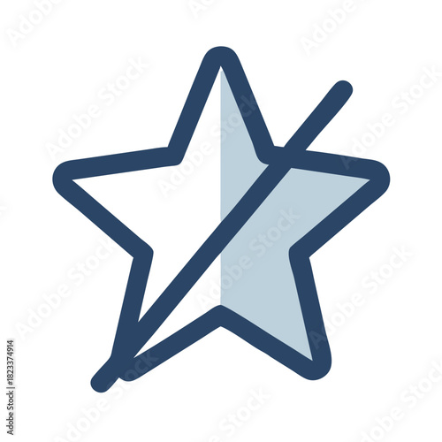 Icon of star cut in half, rating concept