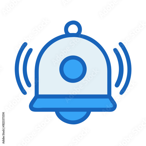 Vibrant blue bell icon signifying notifications and alerts ringing