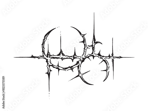 hand drawing neo tribal Tattoo. cyber sigilism illustrations