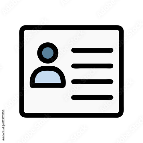 Simple Identification Card Icon with Black Background Outline