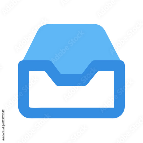 Blue inbox icon on black background simple graphic style