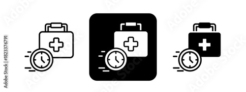 Medical  Solid color and black line drawing vector illustration set