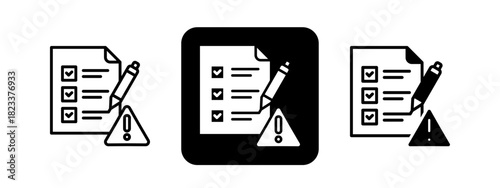 Preparedness  Solid color and black line drawing vector illustration set