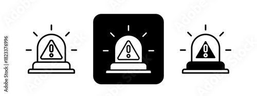 Emergency Alert  Solid color and black line drawing vector illustration set