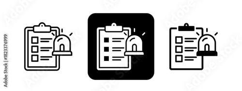 Emergency Plan  Solid color and black line drawing vector illustration set