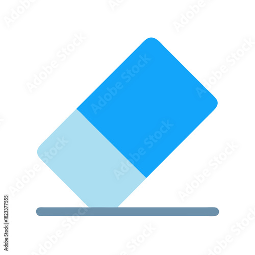 Flat blue eraser floating with line on black background